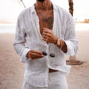Koulb Men's Casual Linen Shirt for $12 Koulb Men's Casual Linen Shirt for $12