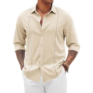 Men's Long Sleeve Cuban Guayabera Shirts for $13 Men's Long Sleeve Cuban Guayabera Shirts for $13